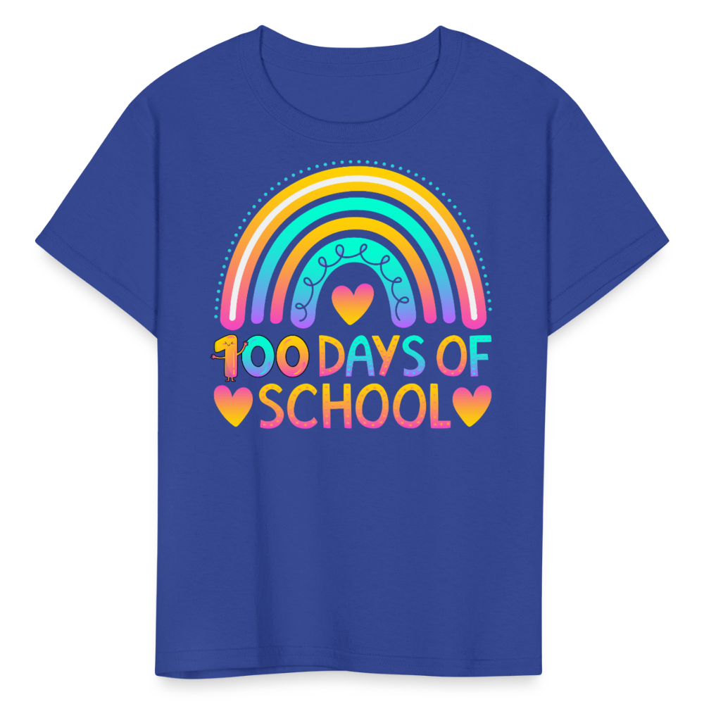 Rainbow 100 Days of School Kids' T-Shirt - royal blue