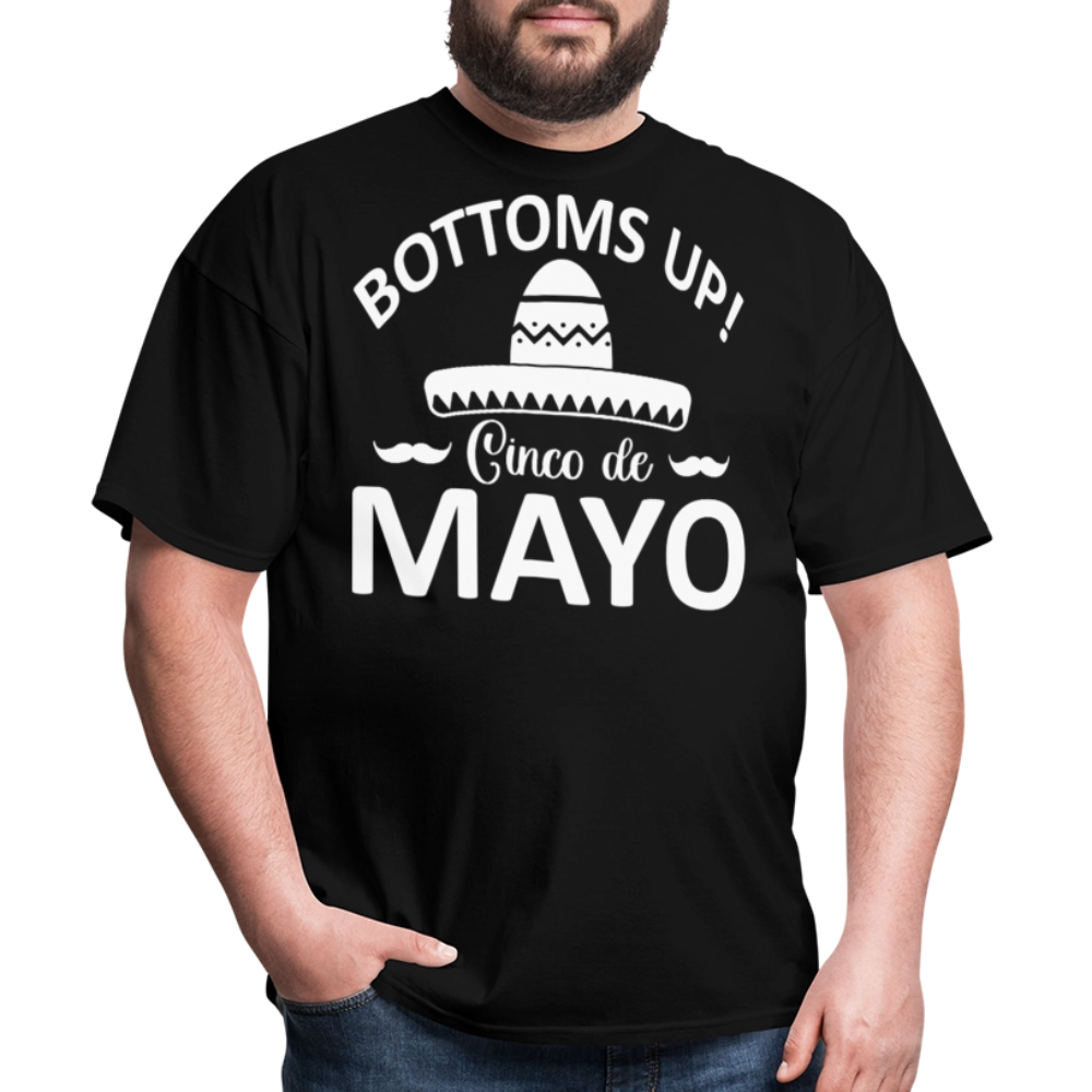 Bottoms Up Cinco de Mayo Tee Funny Mexican Drinking T-shirt - black