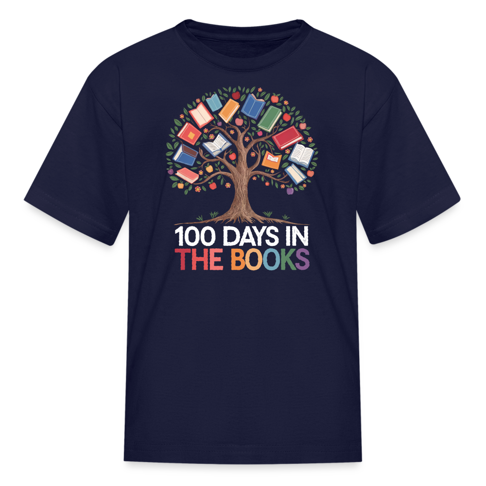 Reading Tree Graphic Tee 100 Days in the Books T-Shirt - navy