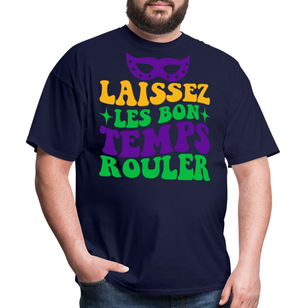 Funny Cajun French Celebration Tee Laissez Les Bon Temps Rouler T-shirt - navy