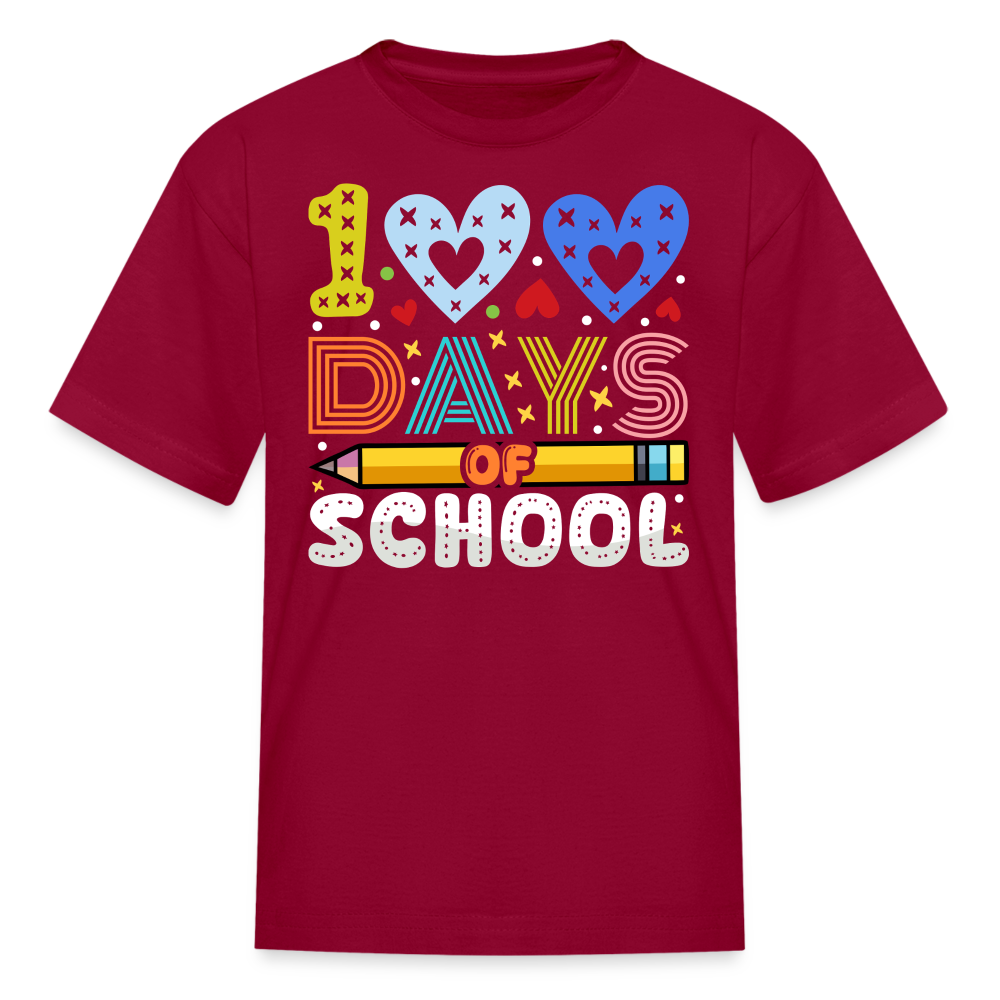 Kindergarten 100 Days Of School Shirt Students Appreciation Gifts T-Shirt - dark red