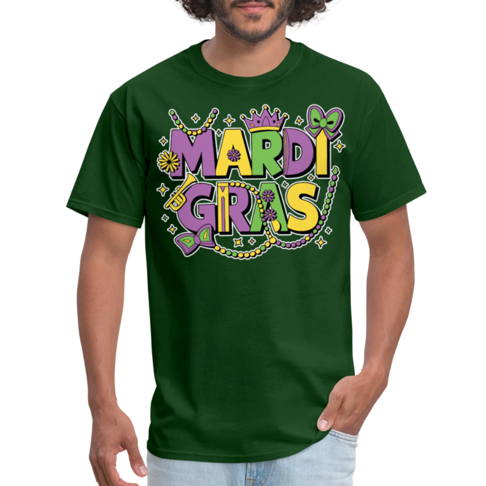 Funny and festive Mardi Gras shirts Mardi Gras Crown T-shirt - forest green