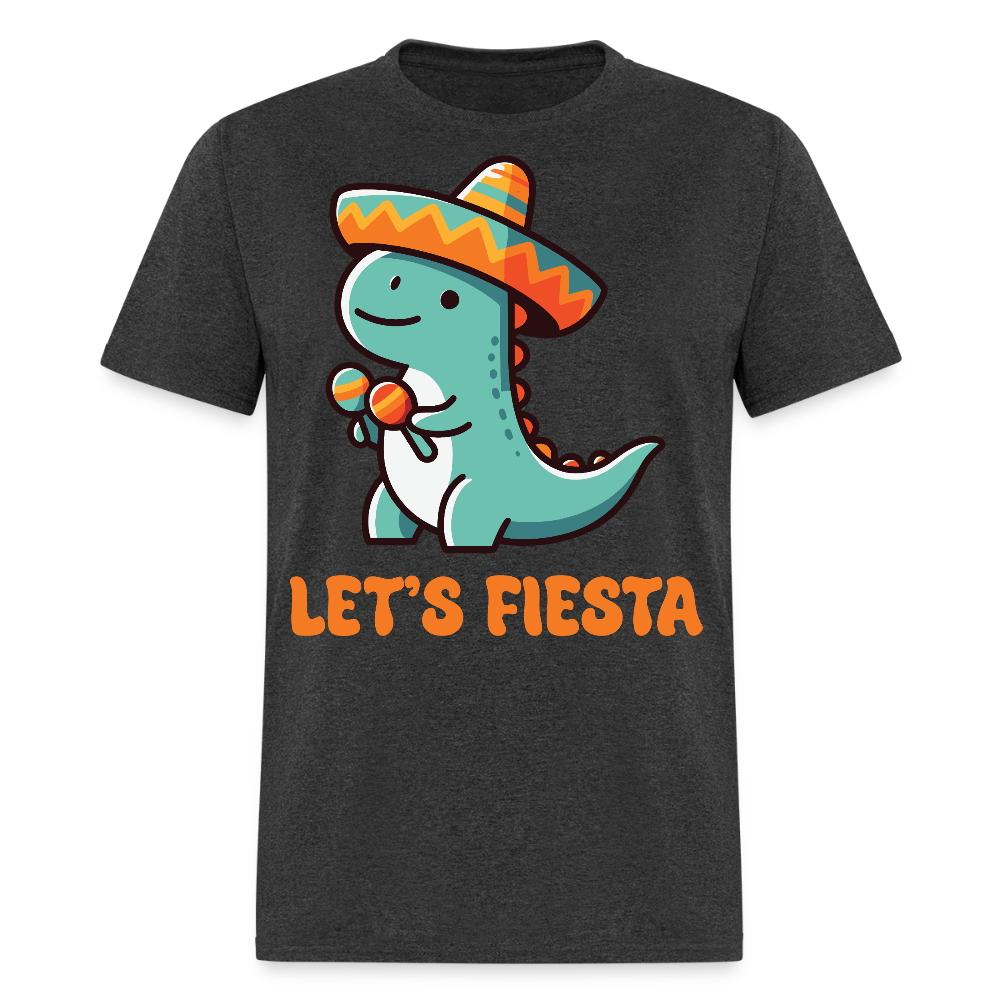 Cute Dinosaur Fiesta Tee For Party Lovers Let's Fiesta T-shirt - heather black