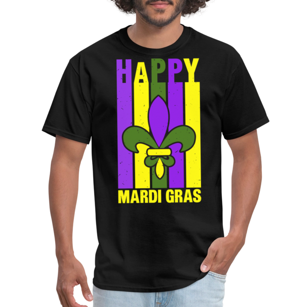 Happy Mardi Gras Graphic Tee Funny and Festive Mardi Gras T-Shirt - black