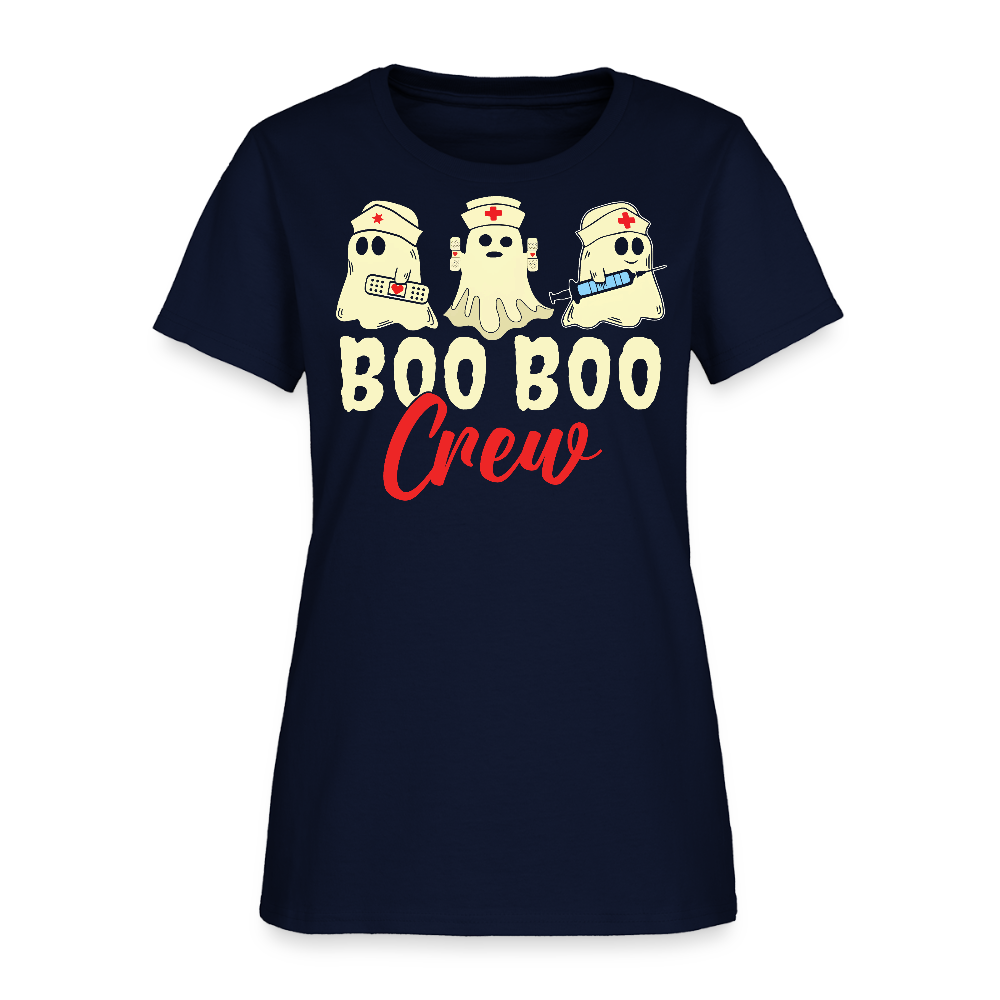 Boo Boo Crew Nurse Ghost Halloween T-Shirt - navy