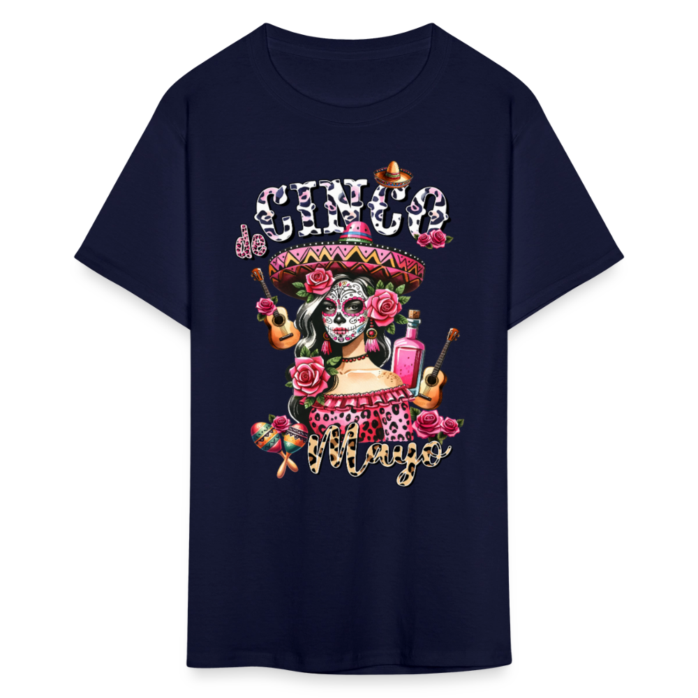 Mexican Fiesta Party Outfit Cinco De Mayo Sugar Skull T-Shirt - navy