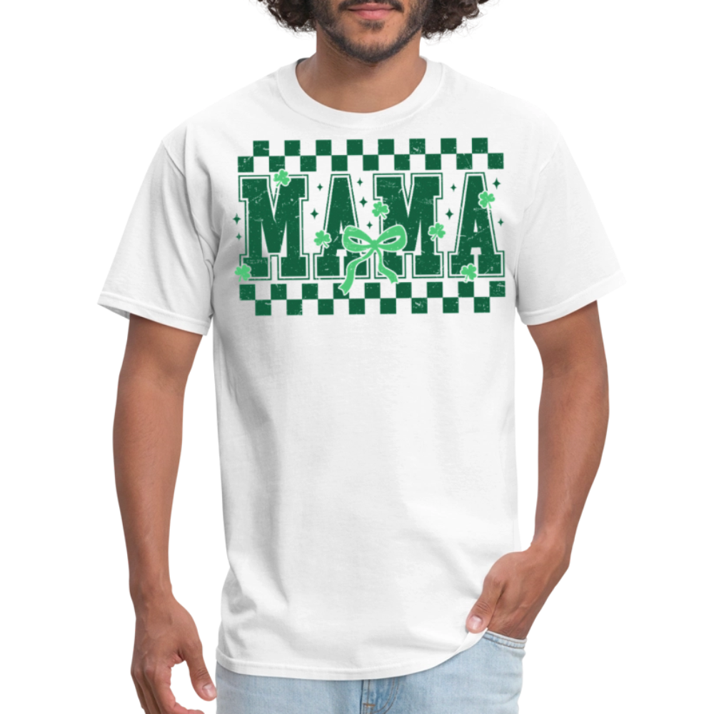 Distressed Lucky Mama Clover St. Patrick's Day Gift Tee - white