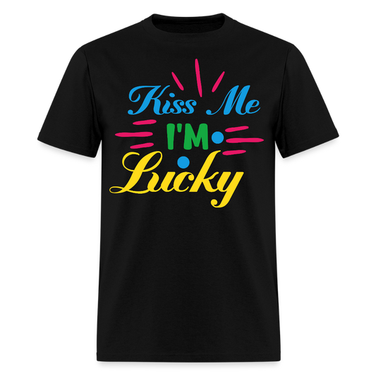 Funny Madri  Gras Tee Kiss Me I’m Lucky Irish T-shirt - black