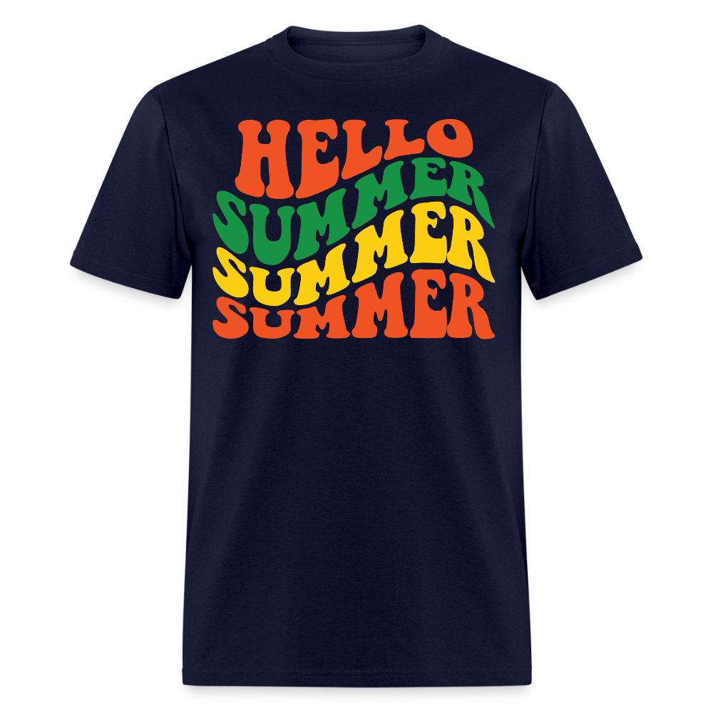 Retro Hello Summer Vacation T-shirt - navy
