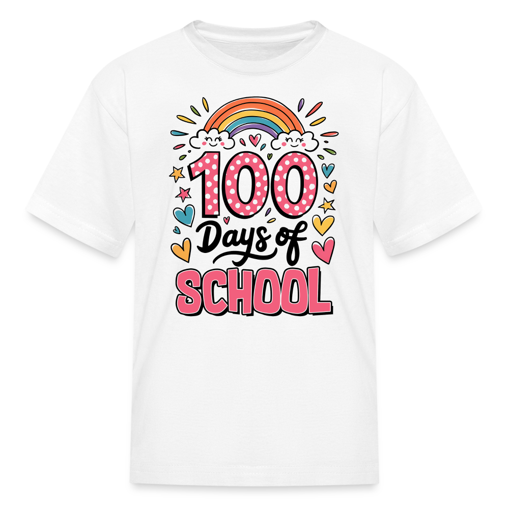 Rainbow Theme 100 Days of School Kids' T-Shirt - white