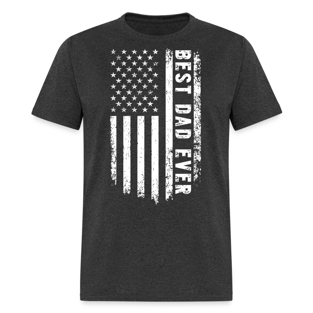 Best Dad Ever Distressed USA Flag Father’s Day T-shirt - heather black