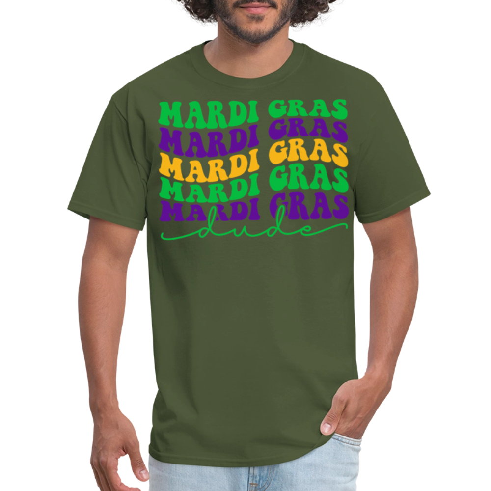 Retro-style Mardi Gras Shirt New Orleans Festival T-shirt - military green