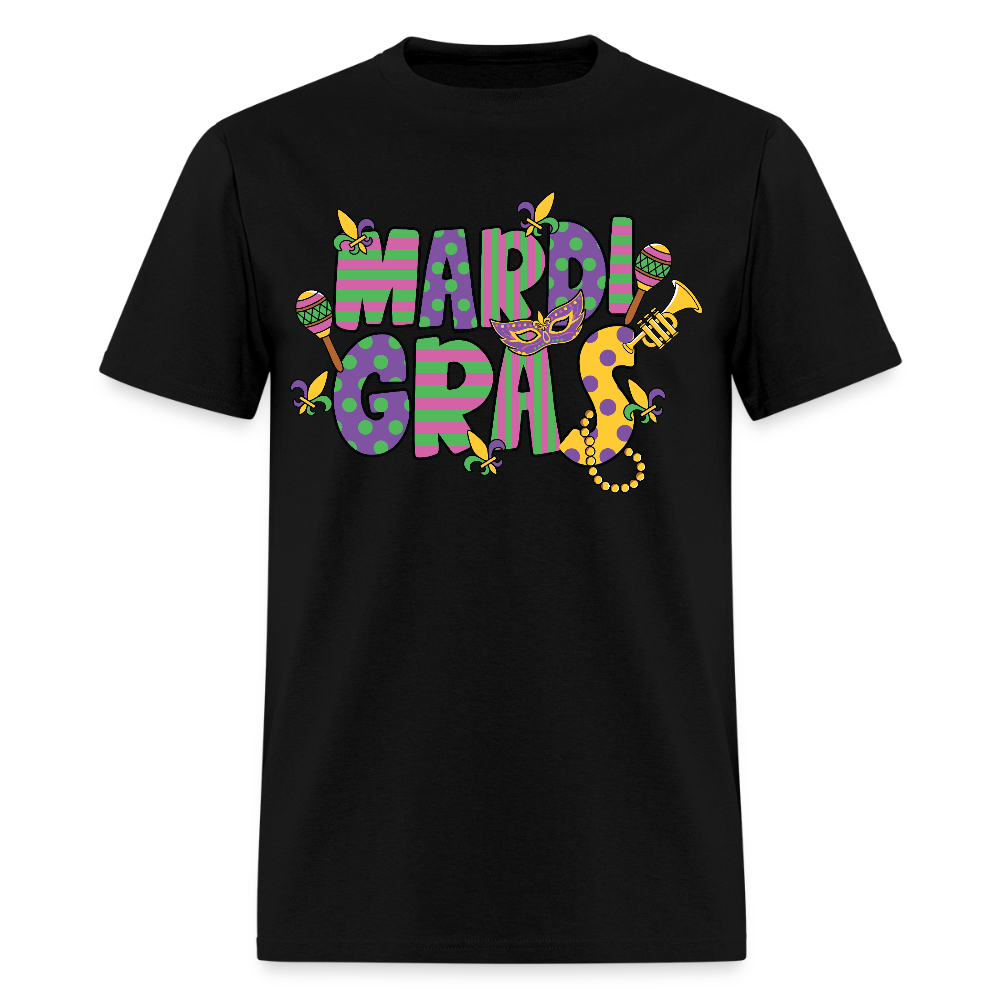 Retro-style Mardi Gras Carnival Tee New Orleans Mardi Gras Party T-shirt - black