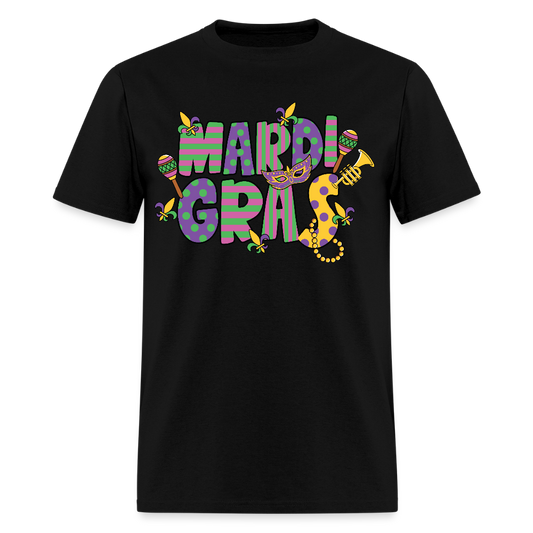 Retro-style Mardi Gras Carnival Tee New Orleans Mardi Gras Party T-shirt - black