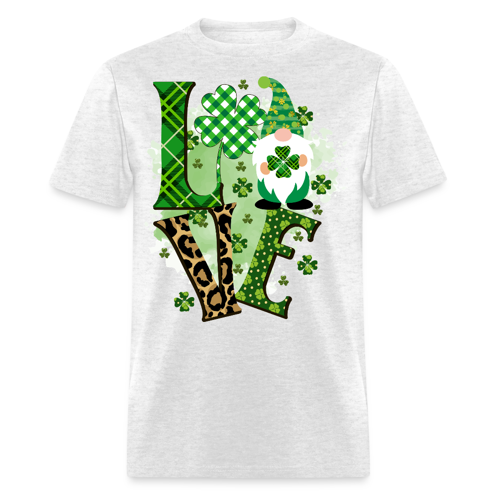 St Patrick’s Day Love Shamrock Plaid Gnome T-shirt - light heather gray