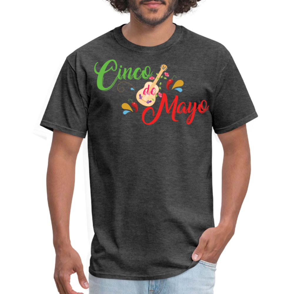 Colorful Cinco De Mayo Shirt With Guitar Unisex T-shirt - heather black