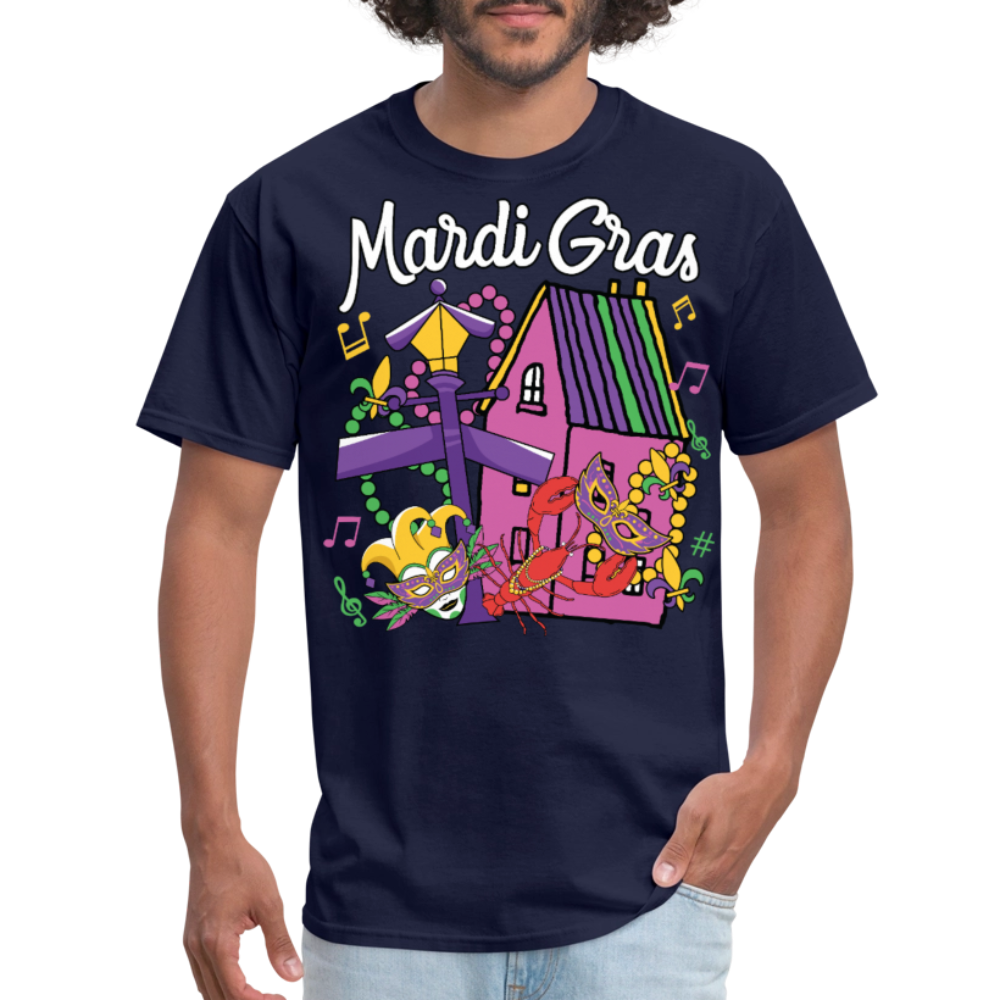 New Orleans Themed Festival Tee For Parades Mardi Gras T-shirt - navy