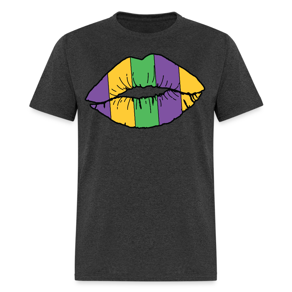 Mardi Gras Lips Tee For Women New Orleans Carnival T-Shirt - heather black