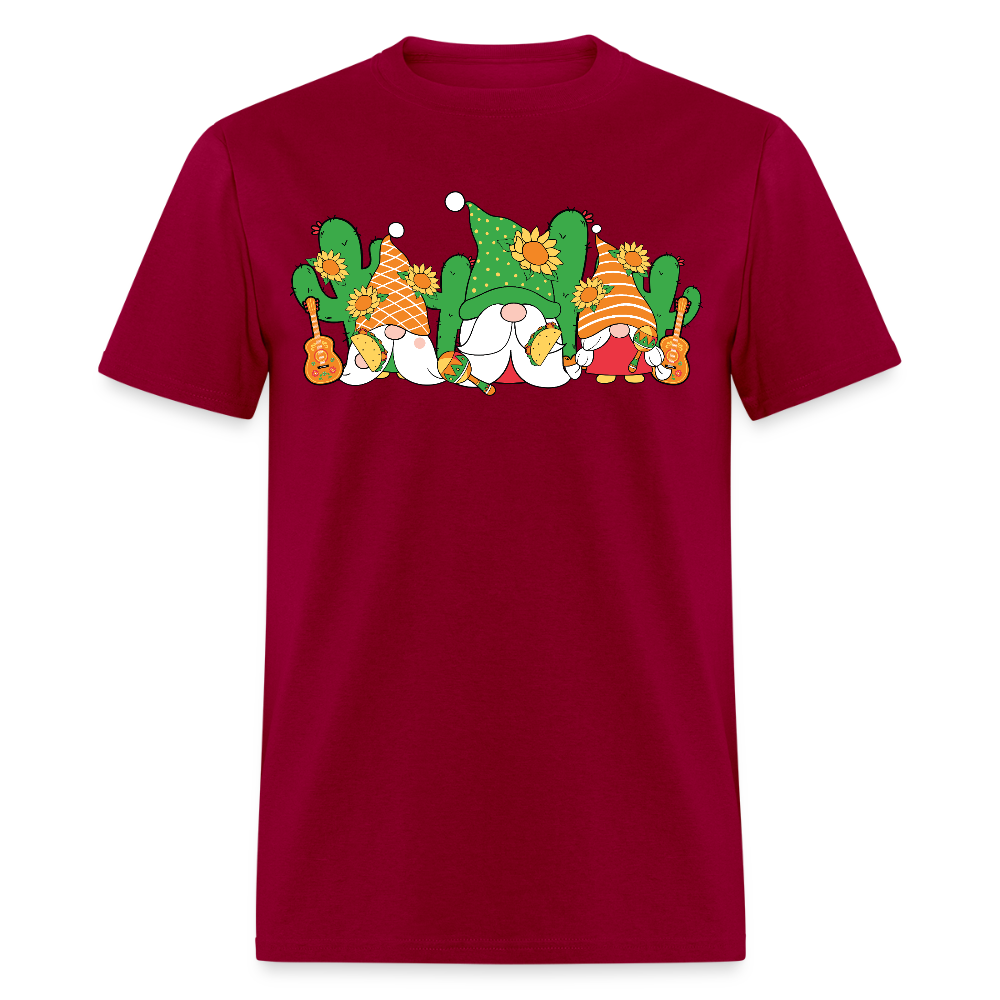 Gnome Lover Gift Ideas Mexican Fiesta Gnome T-shirt - dark red