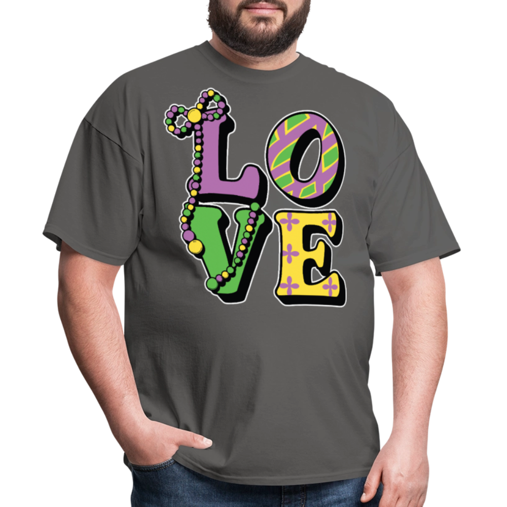 Mardi Gras Love Tee For Men Women New Orleans Festival T-shirt - charcoal