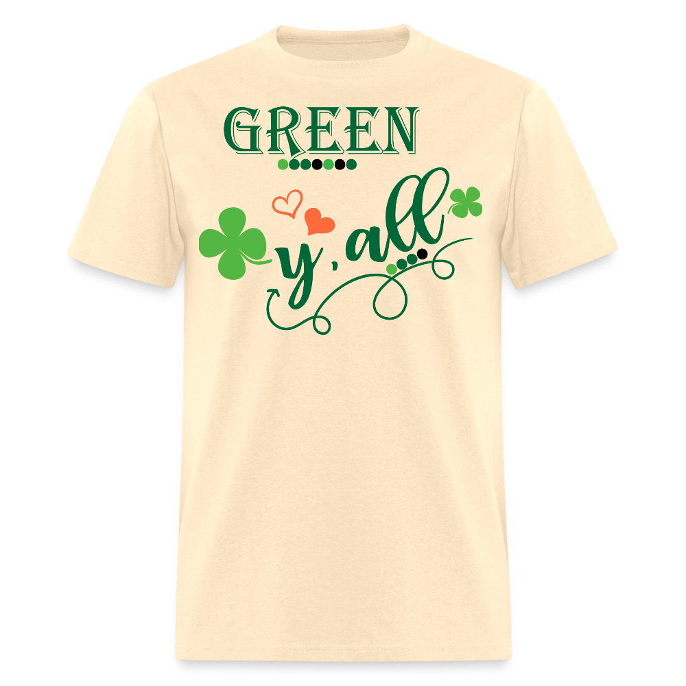 Cute Irish Clover Graphic Tee Green Y'all St Patrick’s Day T-shirt - natural