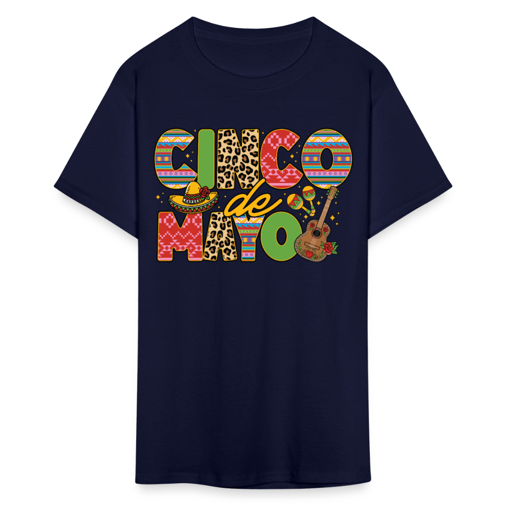 Leopard Print And Fiesta Design Cinco de Mayo T-shirt - navy