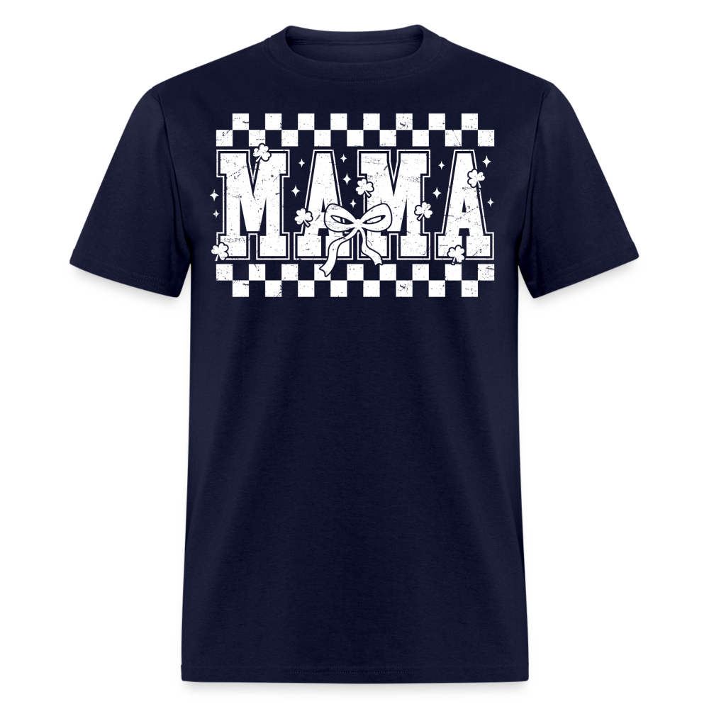 Distressed Mama Clover St. Patrick's Day Gift Tee - navy