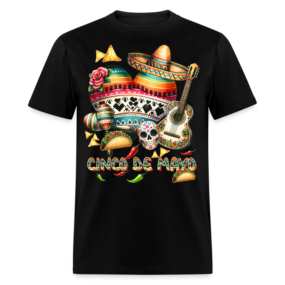 Colorful Skull And Taco Tee For Cinco De Mayo T-shirt - black