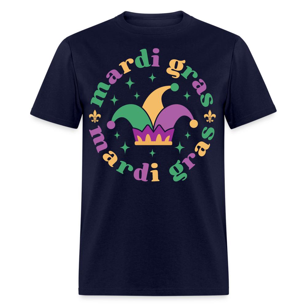 Funny Mardi Gras Jester Hat Unisex T-shirt - navy