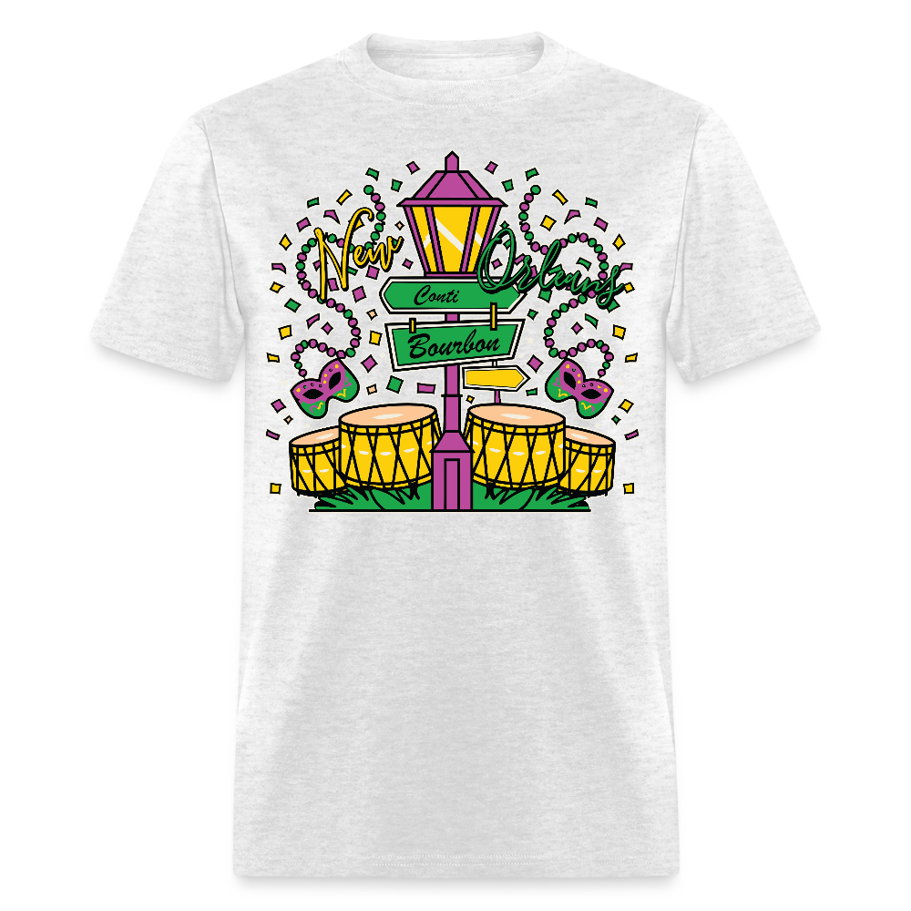 Colorful Bourbon Street Festival Masquerade and Jazz T-shirt - light heather gray