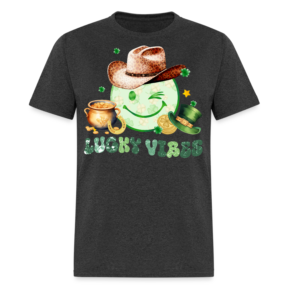 Lucky Vibes Western-style Irish T-shirt - heather black