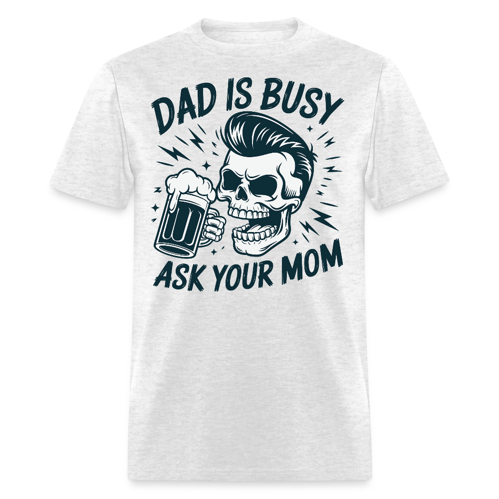 Vintage Beer Drinking Dad Humorous Skull T-shirt - light heather gray
