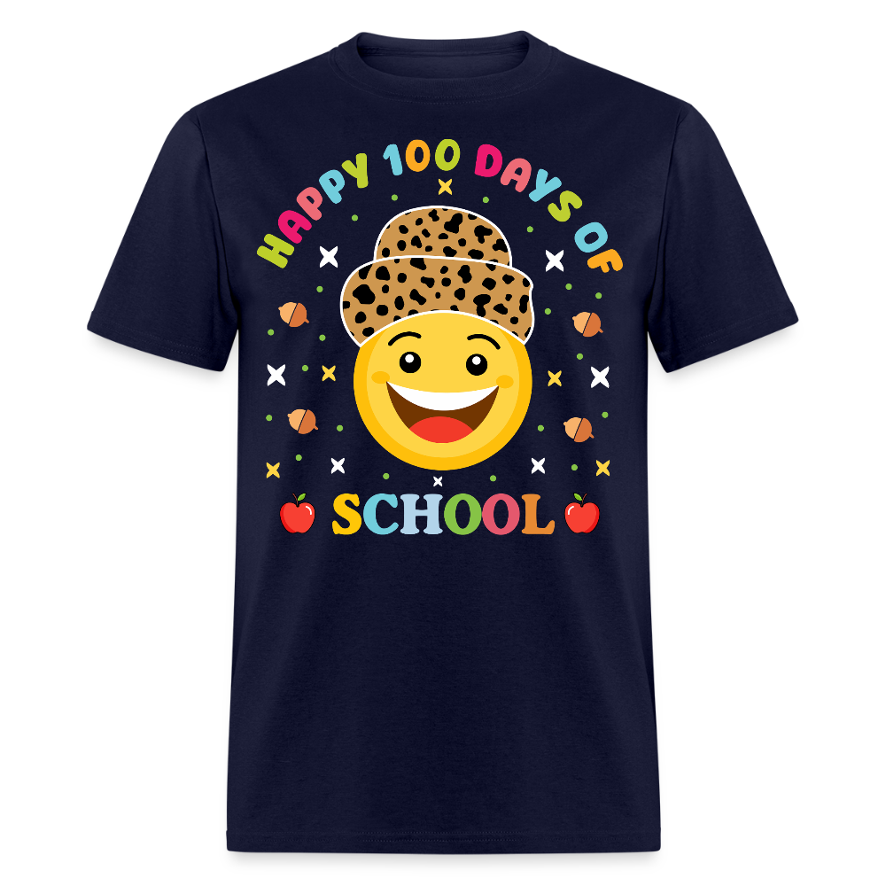 Leopard Print 100 Days Of School Shirt For Teachers Unisex T-Shirt - navy