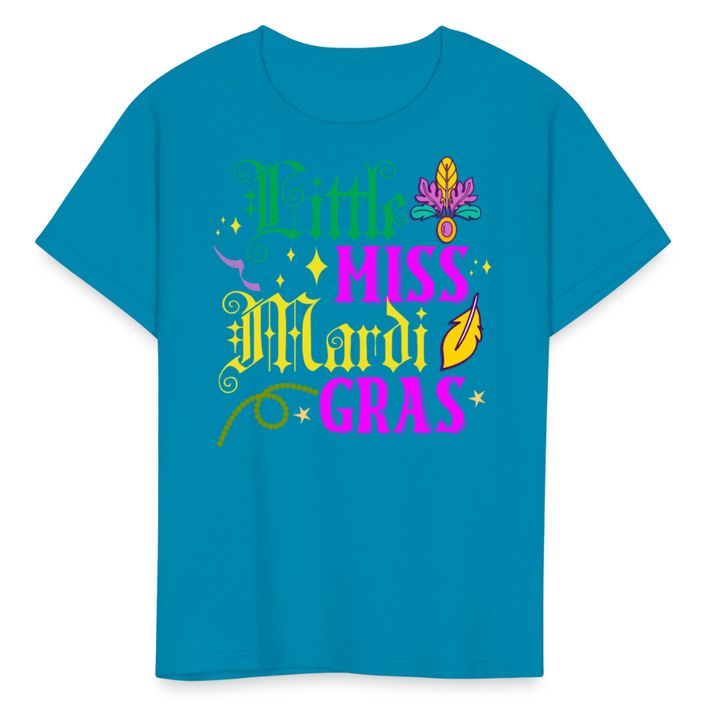 Little Miss Mardi Gras Toddler T-shirt - turquoise