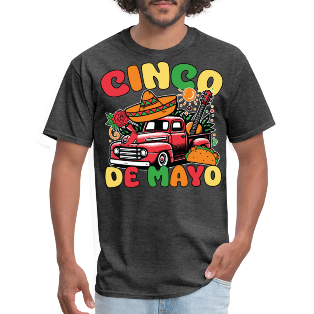 Cinco de Mayo Vintage Truck Tee Mexican Fiesta Party T-shirt - heather black