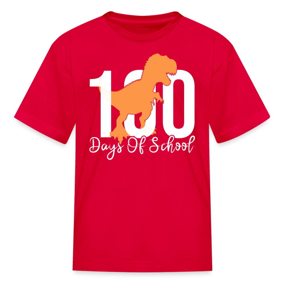 100 Days Of School Dinosaur Shirt Kindergarten Milestone Kids T-shirt - red