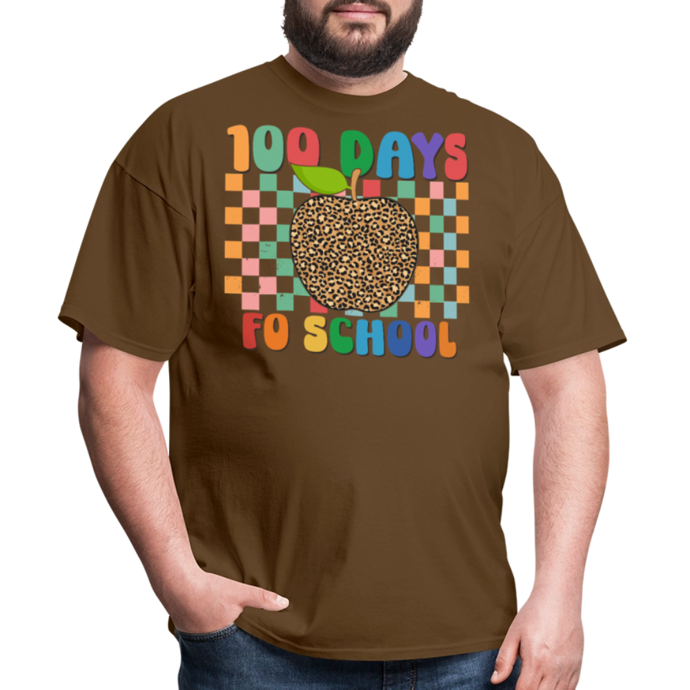 Leopard Print 100 Days of School Shirt Teacher Gifts Unisex T-shirt - brown