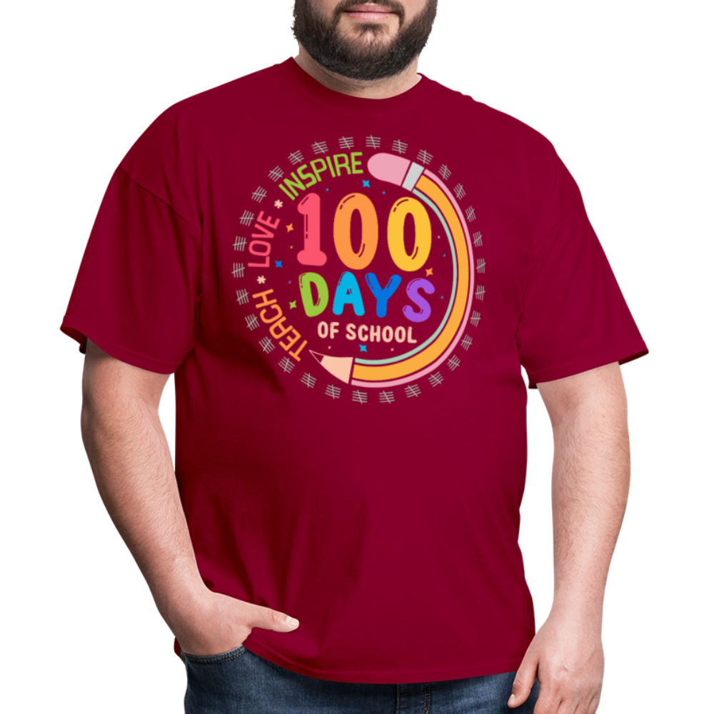 100th Days Of School Shirt For Teachers School Milestone Celebration T-shirt - dark red