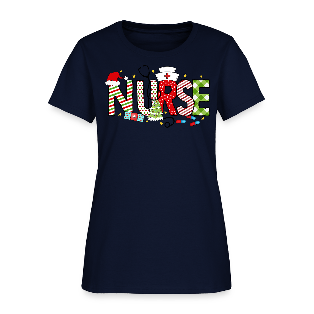 Nursing Christmas Tee For Healthcare Workers T-Shirt - navy