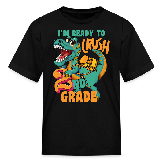 Ready To Crush 2nd Grade Dinosaur T-Shirt - black