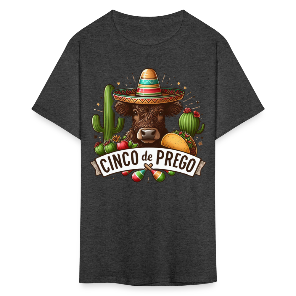 Cinco De Prego Tee  Funny Cinco De Mayo Cow T-shirt - heather black