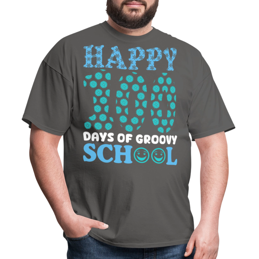 Groovy 100th-day School Celebration Tee Teacher Appreciation Gift T-shirt - charcoal