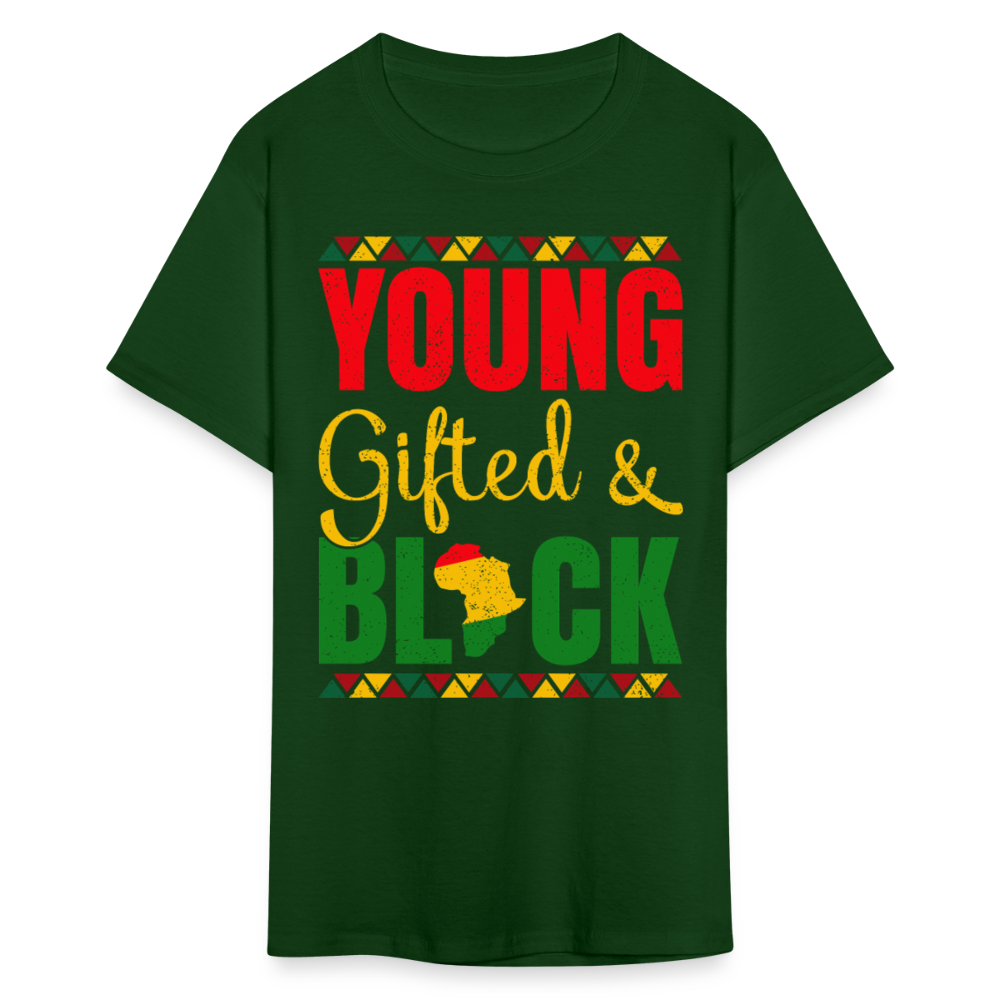 African Heritage Tee Young Gifted and Black T-Shirt - forest green