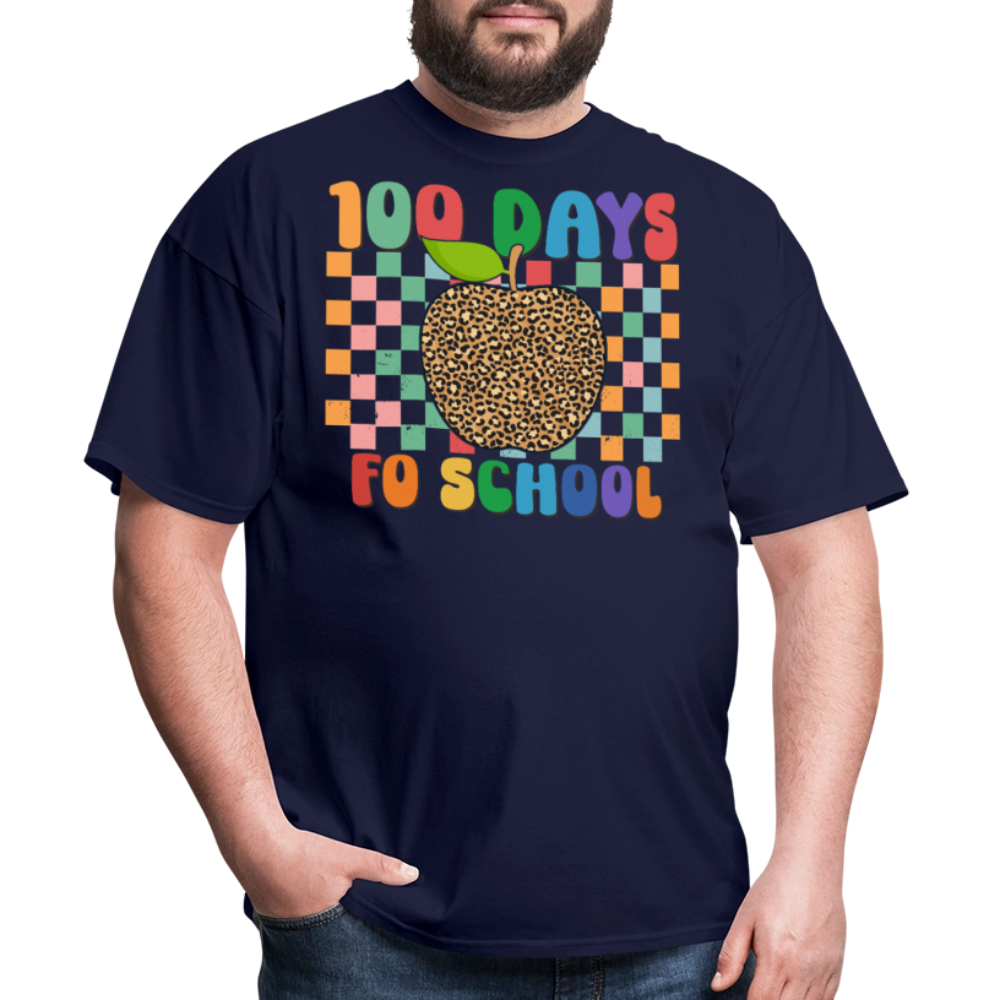 Leopard Print 100 Days of School Shirt Teacher Gifts Unisex T-shirt - navy