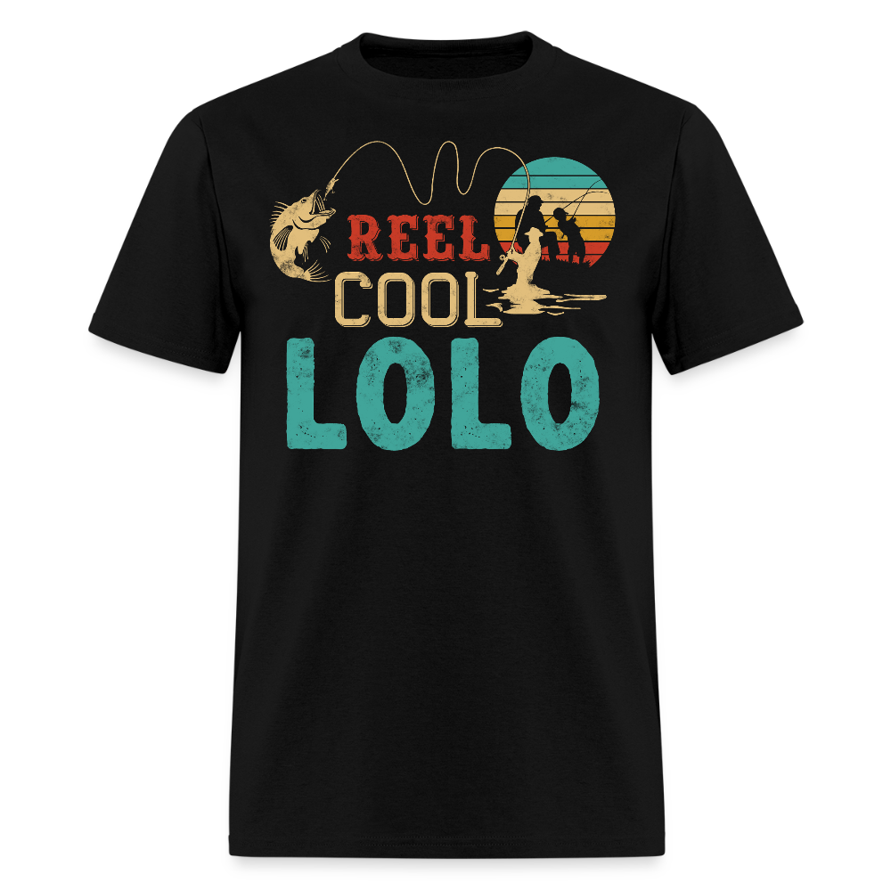 Reel Cool Lolo Retro Fishing Gifts For Grandpa T-shirt - black