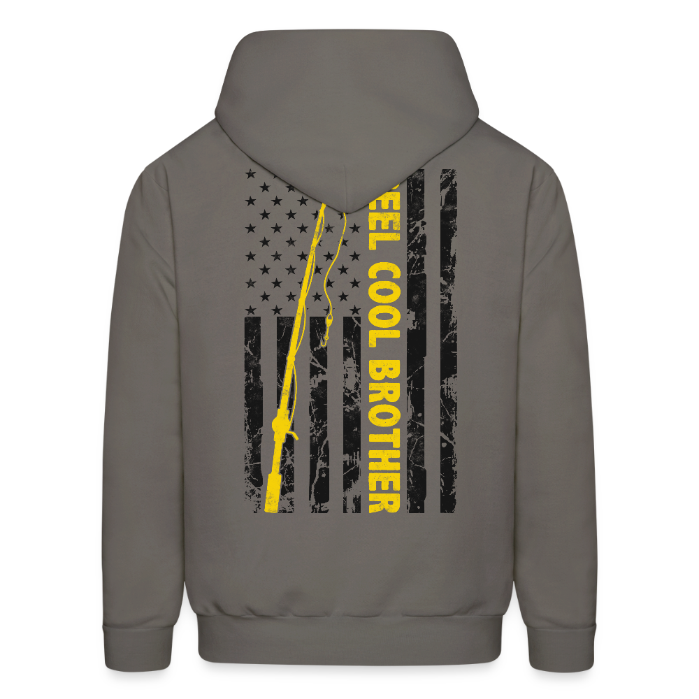 Reel Cool Brother Patriotic Fishing Hoodie - asphalt gray