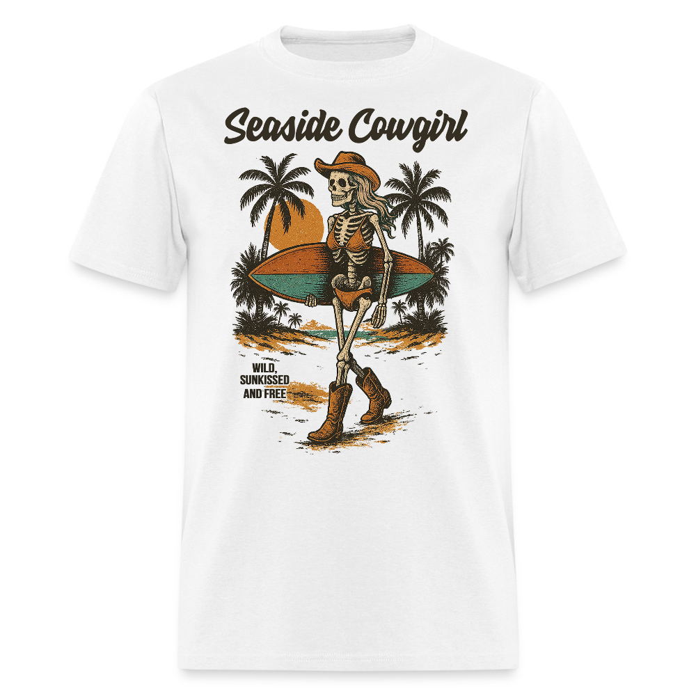 Seaside Cowgirl Skeleton Surf T-shirt - white