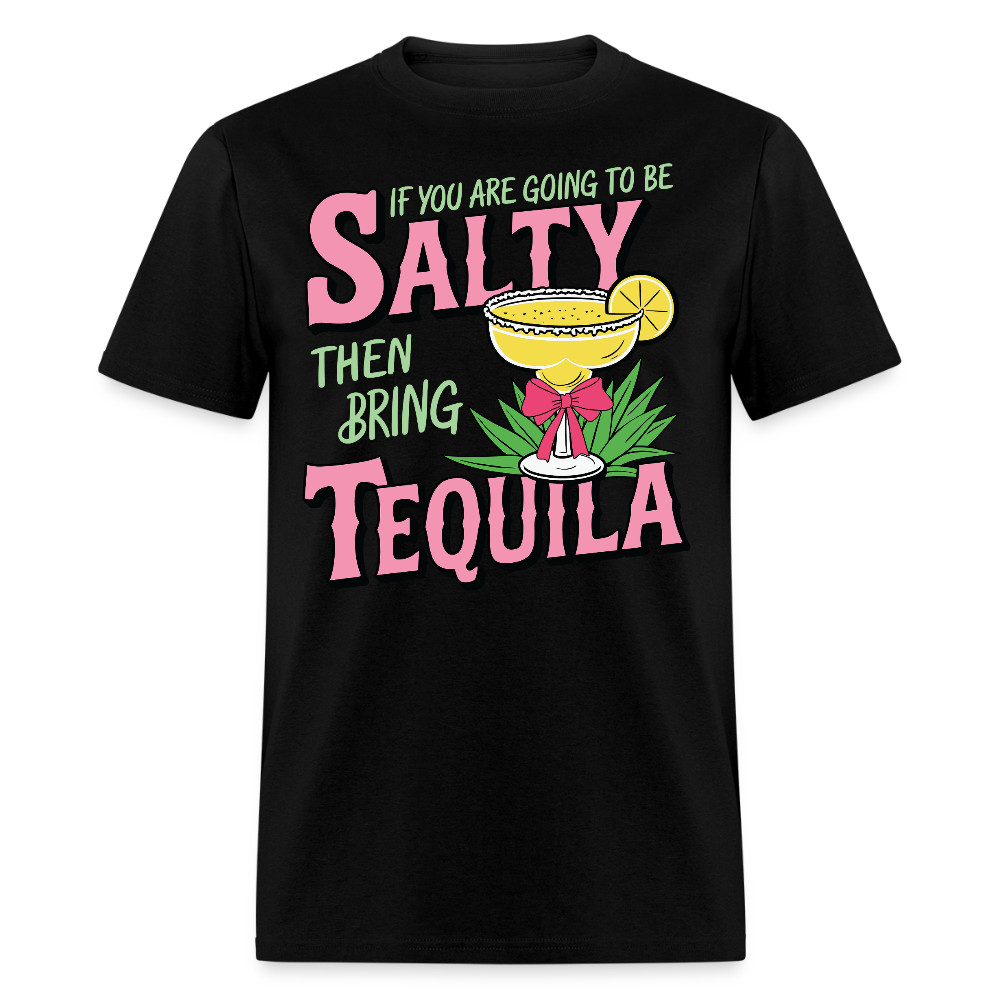 Salty And Tequila Lover Drinking T-shirt - black