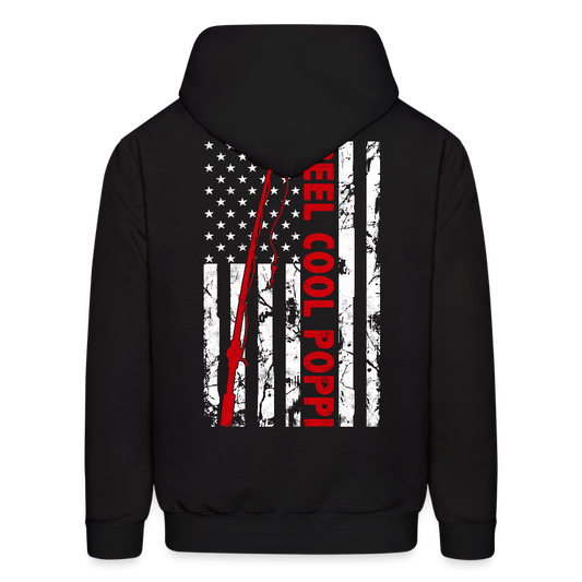 Reel Cool Poppi American Flag Patriotic Fishing Hoodie - black