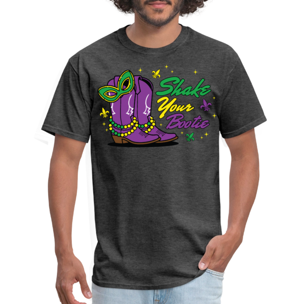 Shake Your Bootie Mardi Gras Tee Masquerade Party T-shirt - heather black